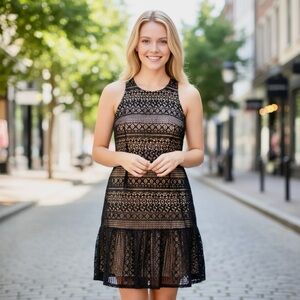 Lush- Black Lace Kids Dress- Brand New with tags! Black and beige underneath!